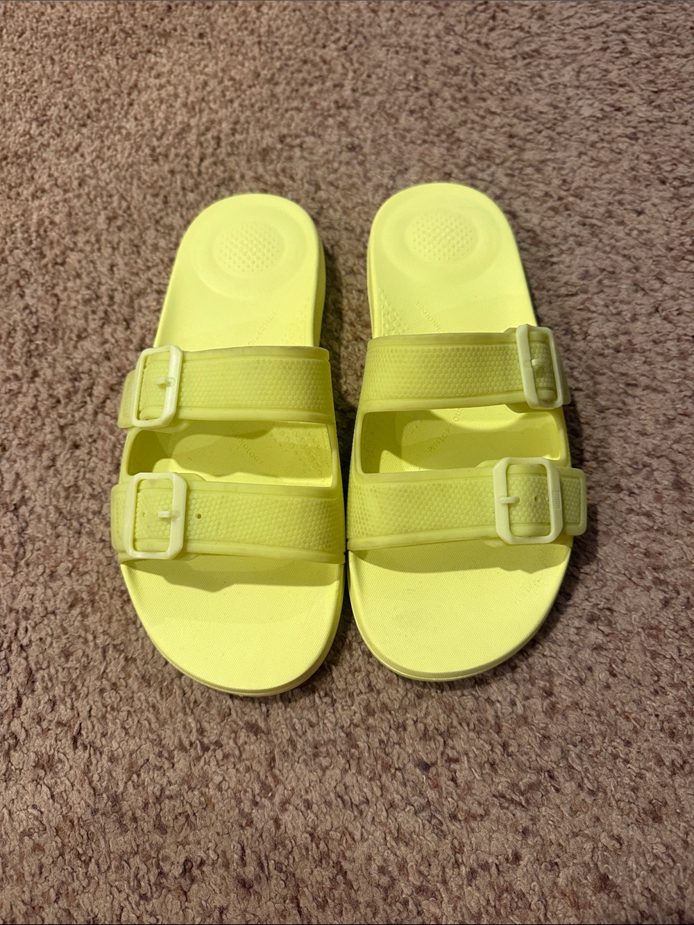 Fitflop Neon Yellow Double-Buckle Slide Sandals